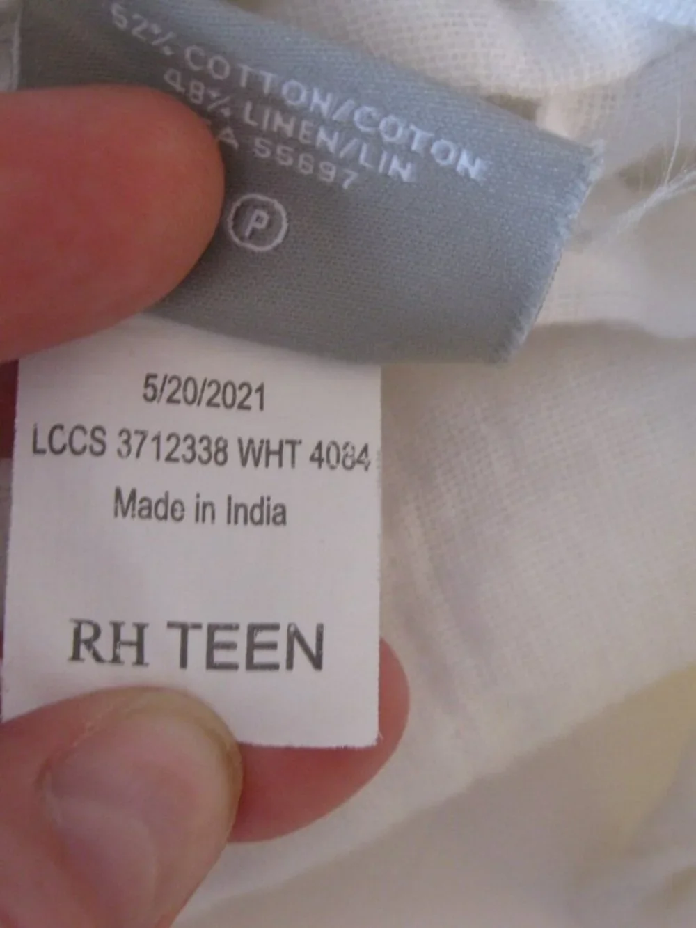 Set of 2 RH Teen Sheer Linen-Cotton Canopy Curtains - White - 42